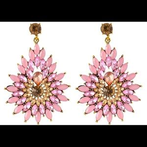 Beautiful pink teardrop earrings on a post back